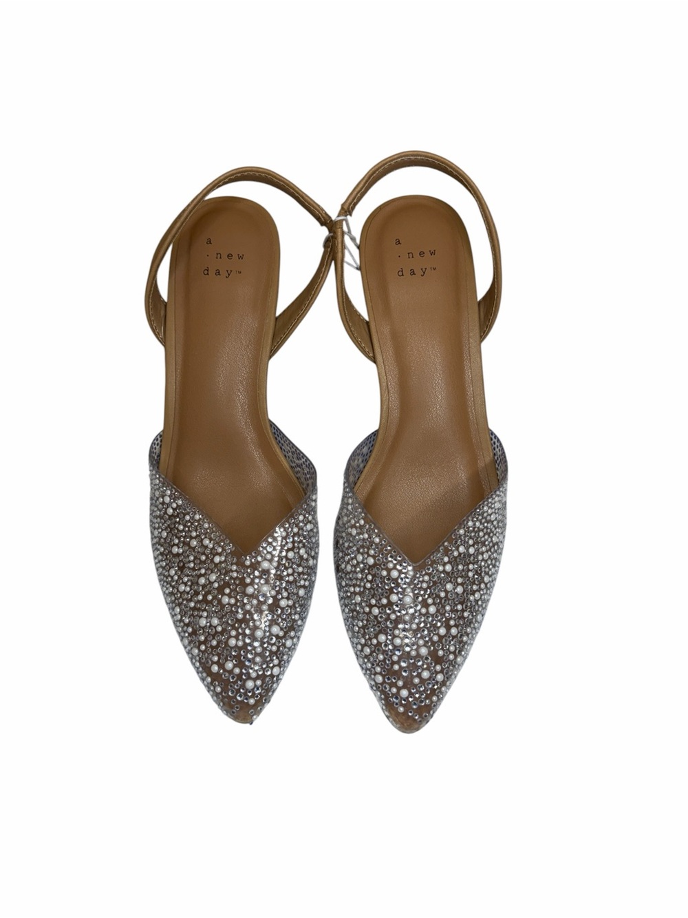a new day Silver Crystal Pointed Toe Slingback Heels